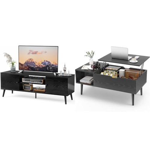 Sweetcrisp TV Stand for 55-60 Inch TVs with Storage & Coffee Table