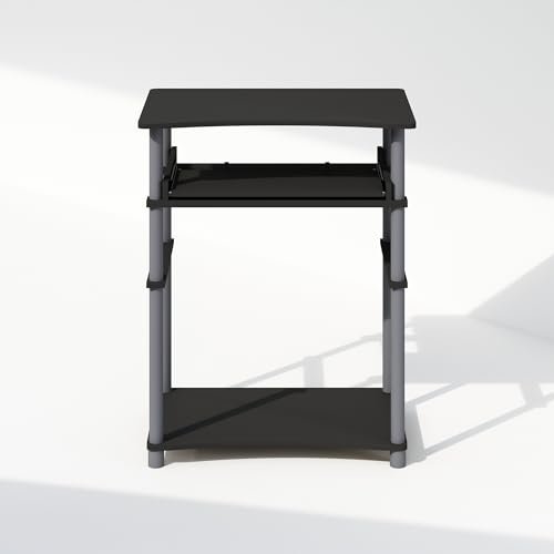 Furinno Black/Grey Home Office Desk with Keyboard Tray