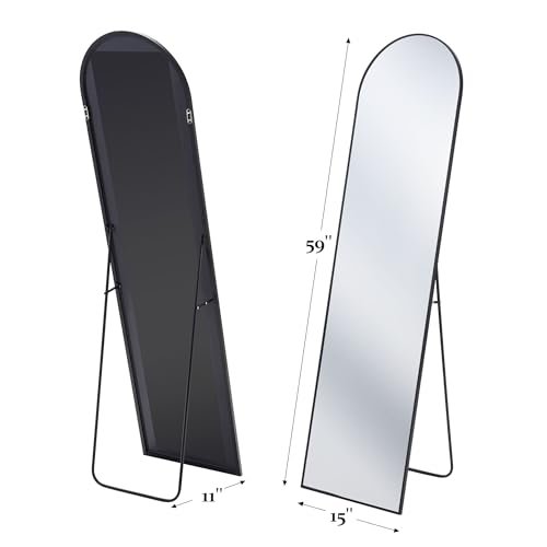 Large Arched Mirror with Stand - 59x15 Aluminum Alloy Frame for Bedroom and Living Room