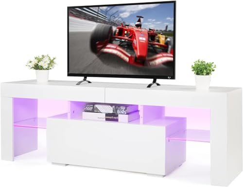 VINGLI Modern TV Stand with LED Lights for 40-55 Inch TVs