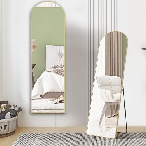 Gold DUMOS Full Length Mirror with Aluminum Frame for Bedroom