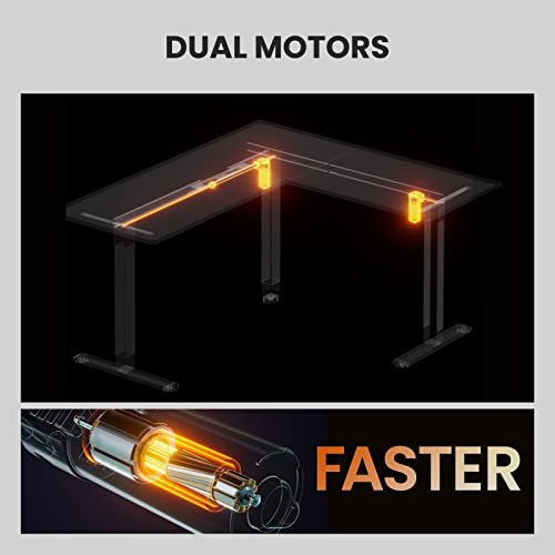 Ergear 63 L-Shaped Standing Desk, Dual Motor Height Adjustable for Sitting or Standing, 2 Assembly Options for Room Corner