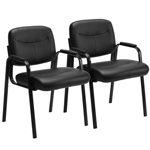 Inky Leather Padded Arms Conference Room Chair, Sweet Crispy Lobby Set (2 pcs)