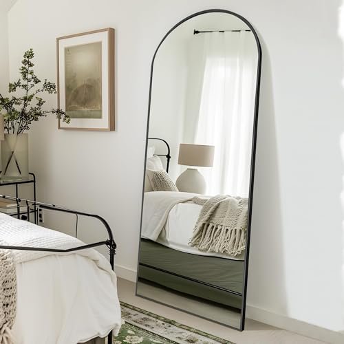 Black Full-Length Mirror with Stand, Arch Designed