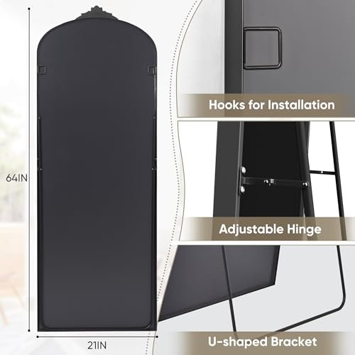 Elegant Full-Length Floor Mirror with Carved Metal Frame