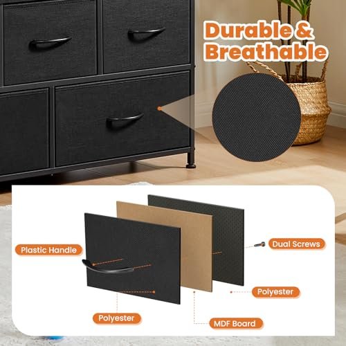 Sturdy Steel 5-Drawer Dresser for Bedroom & Kids' Clothes Storage