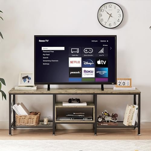 VECELO 63-Inch Industrial Strength TV Stand for 70-Inch TVs