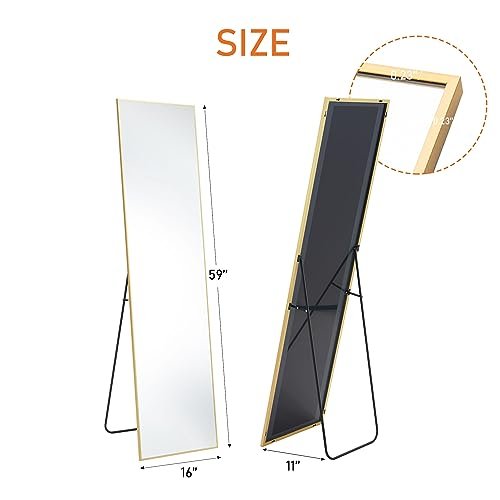 Superone Full-Length Gold Mirror for Bedroom and Cloakroom - Standing or Leaning