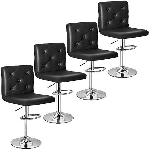 Modern PU Leather Bar Stools, Set of 4 for Kitchen Counter Island