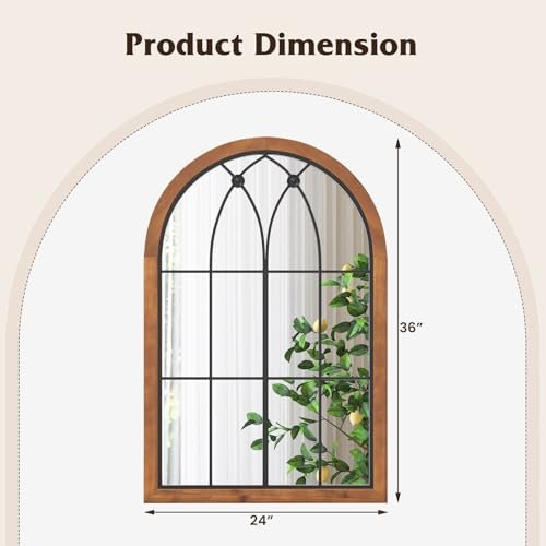Tangkula Arched Farmhouse Wall Mirror, 24 x 36