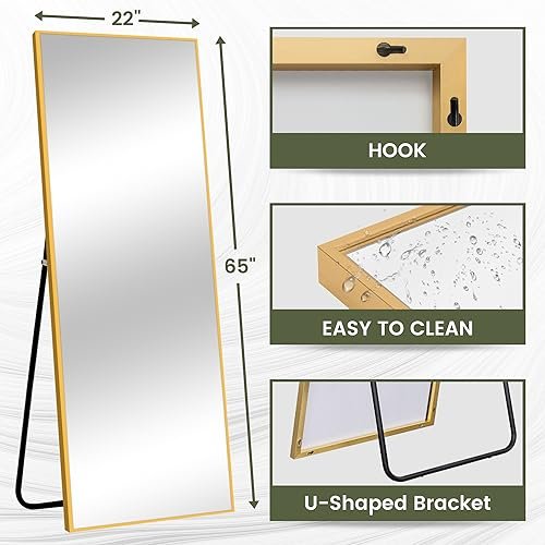 NeuType Full-Length Bedroom Mirror, Aluminum Alloy Frame