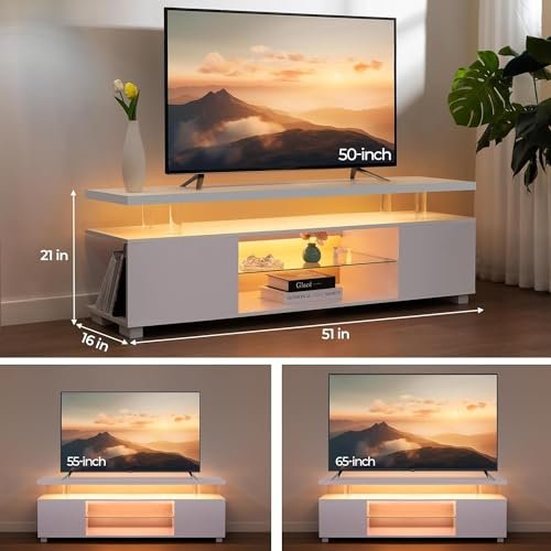 Modern TV Stand with LED Lights for 32/40/50/55 Inch TVs
