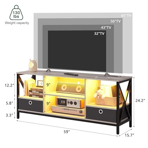 HNEBC Smart TV Stand for 65 Inch TV with Charging Station
