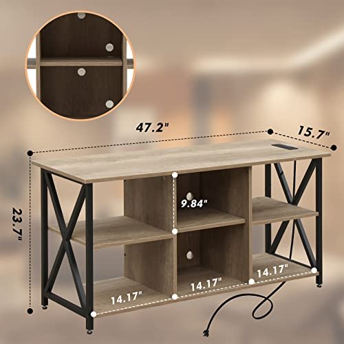 Industrial Grade TV Stand for 55 Inch TVs with Power Outlets and Lighting