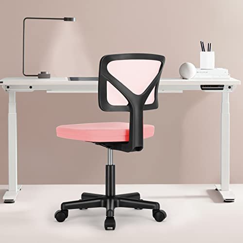 Ergonomic Pink Mesh Swivel Chair with Lumbar Support for Home Offices