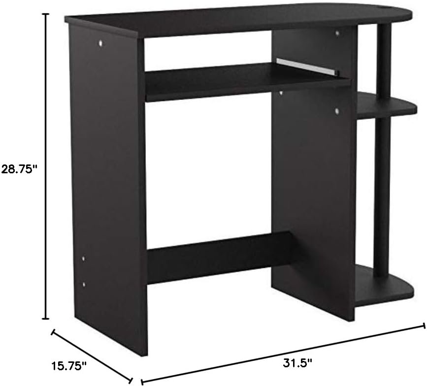 Furinno Espresso/Black Simplistic Computer Desk with Keyboard Tray