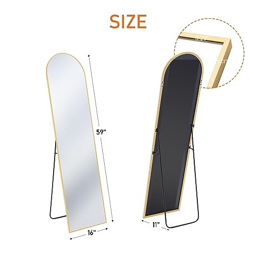 Full Body Mirror with Thin Gold Frame - 59x16 for Bedroom/Cloakroom
