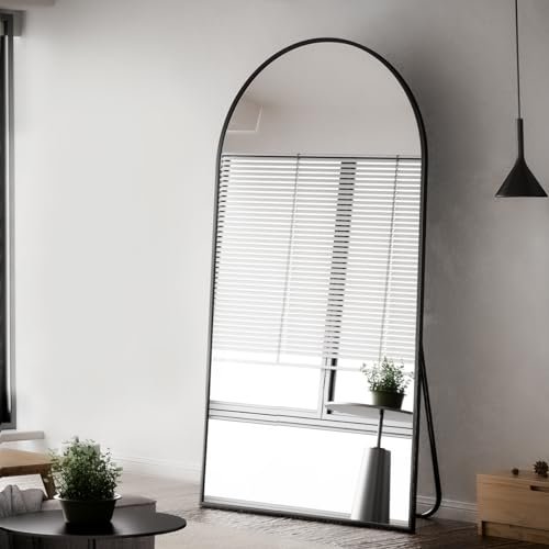 Oversized Black Arched Full Body Mirror for Bedroom and Living Room