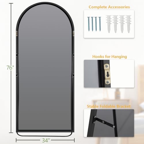 Full-Length Arched Mirror for Living Room, Bedroom, Gym