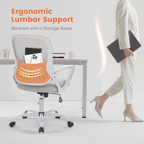 Ergonomic Office Desk Chair with Rolling Wheels and Lumbar Support