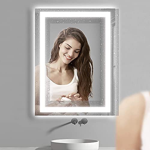 Amorho Dimmable Anti-Fog LED Bathroom Mirror - 28x36 Walls Safe Choice