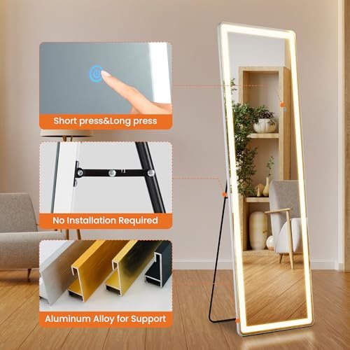Full-Length LED Mirror for Bedroom and Dressing Room