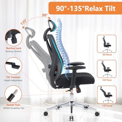 Ergonomic Office Chair with Adjustable Support for Big and Tall Users