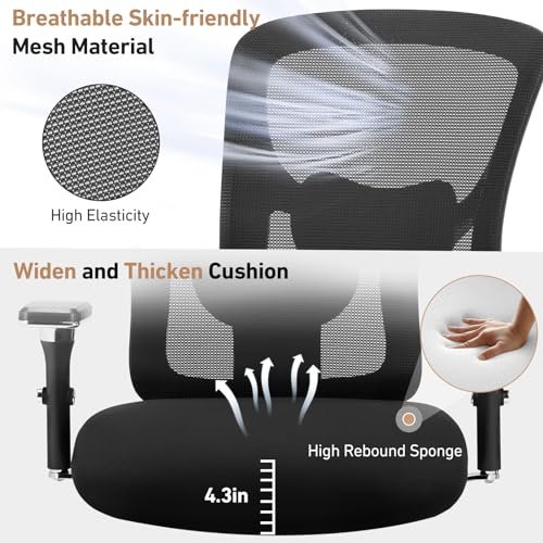 Ergonomic Home Office Chair for Heavy Duty, 500lbs Capacity