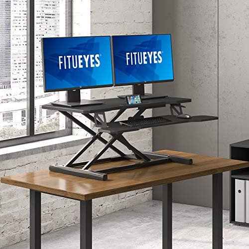 FITUEYES Height Adjustable Standing Desk Converter for Laptops and Dual Monitors