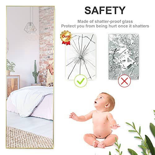 Aluminium Frame Full-Length Standing Mirror, 65 x 22