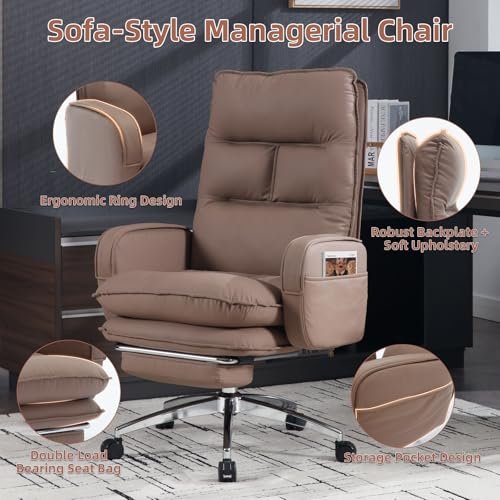 Ergonomic Reclining Office Chair with Footrest, Big and Tall Adjustable Height