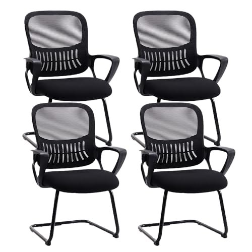 Mesh Office Guest Chair Set of 4 with Lumbar Support