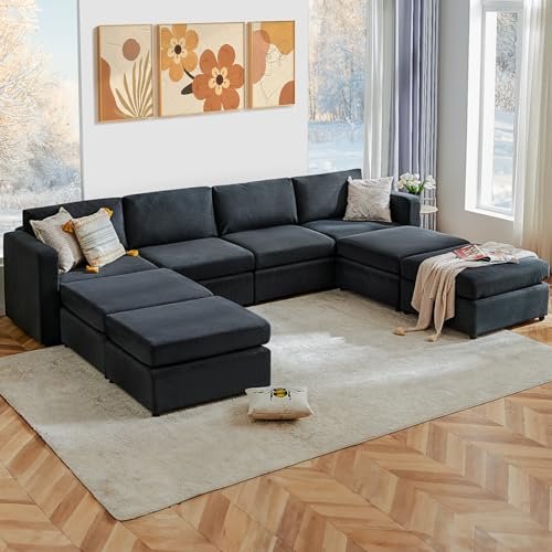 Superone Dark Grey U-Shaped 8 Seat Modular Sectional Sofa