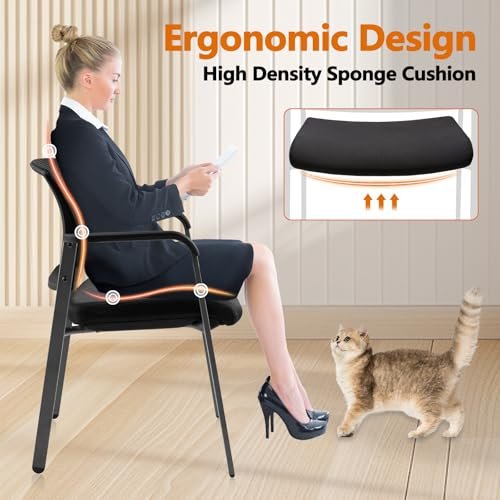 CLATINA Mesh Back Stacking Arm Chair Set - 4 Pack for Offices and Beyond