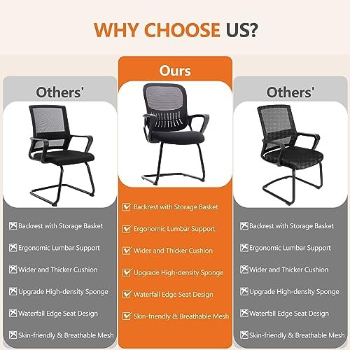 Mesh Office Guest Chair Set of 4 with Lumbar Support