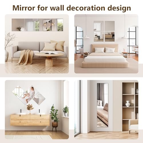 Unbreakable 12X12 Inch Mirror Tiles for Bedroom, Home Gym and Door