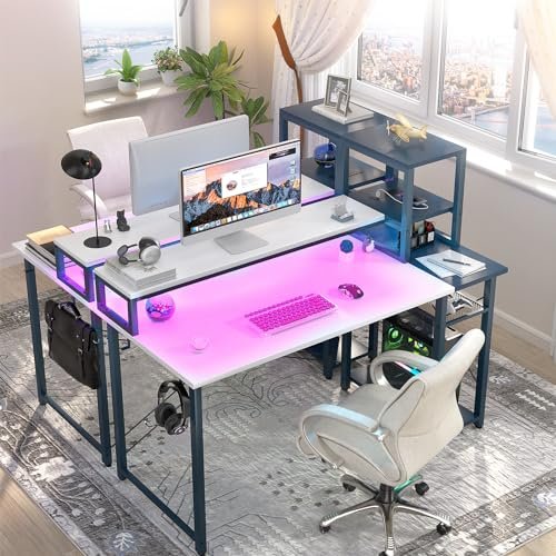 Compact 39.4'' LED Gaming Desk with Storage