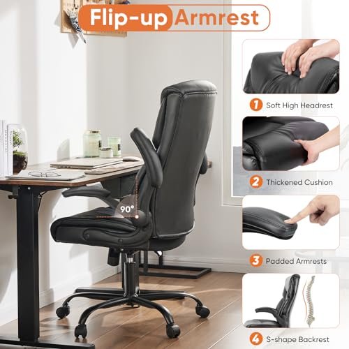Ergonomic Gaming Chair for Office with Flip-up Arms and Wheels