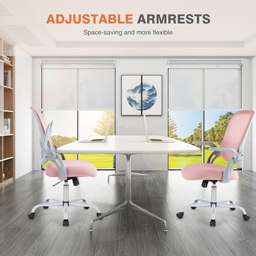 Comfortable Pink Office Computer Chair for Home or Student Use