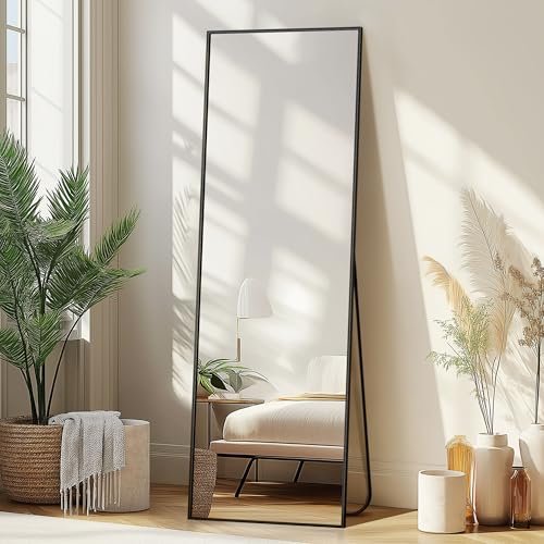 Full-Length Standing Mirror with Aluminium Frame - 56x15 Black