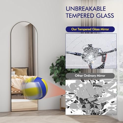 Arched Standing Full-Length Mirror for Bedroom, Living Room & Cloakroom