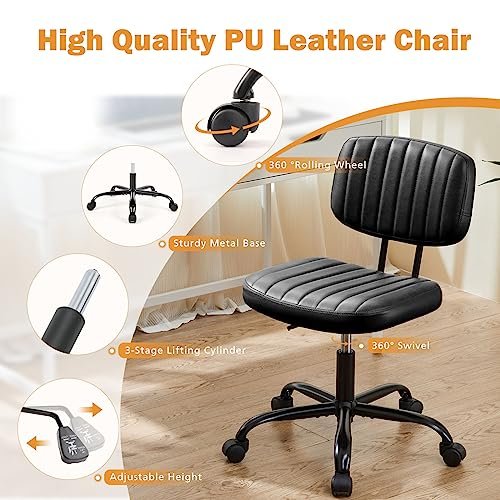 Office Chair with Wheels and Lumbar Support