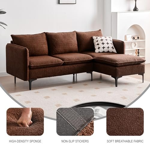 Sectional Sofa with Convertible Chaise Sleeper Sofa Bed for Living Room, Apartment, and Office