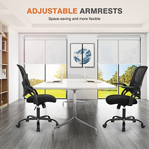Ergonomic Mid-Back Mesh Office Chair with Flip-up Arms, Lumbar Support