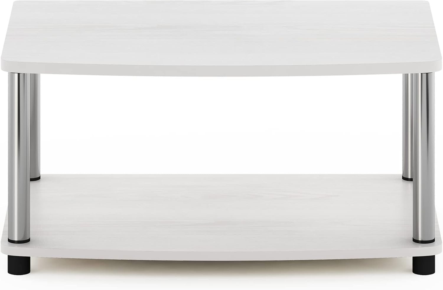 Furinno 2-Tier White Oak and Chrome Elevated TV Stand