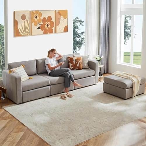 Rectangular Cube Seat Ottoman Footrest for Modular Couch