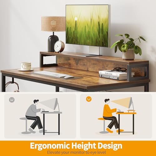 Cubiker Home Office Desk with Storage & Bookshelf