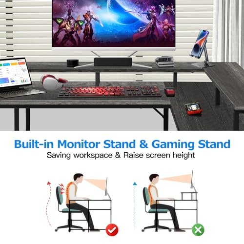 Panana 53.5 L Shaped Desk with LED Lighting & Power Outlets
