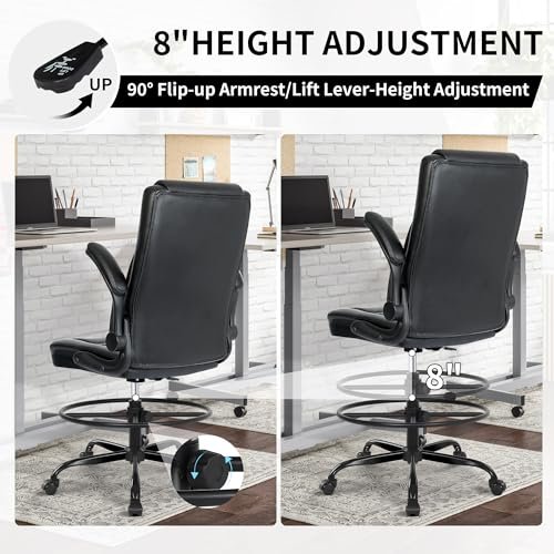 Misolant Adjustable Height Leather Drafting Chair