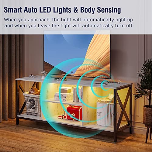 DOIT 59-inch Outdoor TV Stand with LED Lighting & Wireless Charging for Bedroom